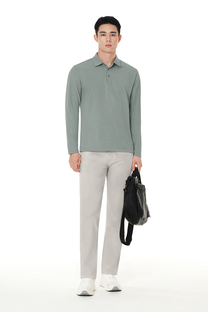 Men's Airy Fit Long Sleeve Polo Shirt