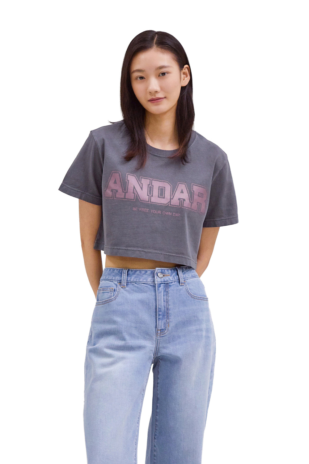 ANDAR Pigment Dyed Cropped Short Sleeve