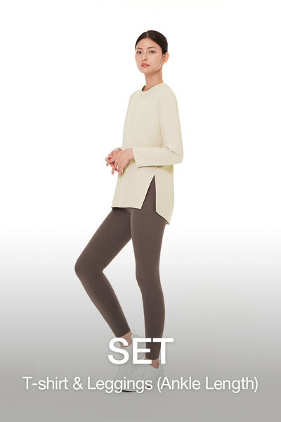 [SET] Long Sleeve & Airwarm Fleece Signature Leggings (Ankle Length)