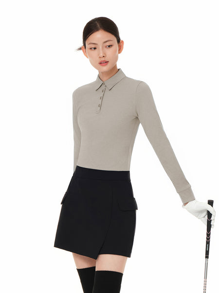 [2 SET] Brushed Airy Fit Slim Fit Long Sleeve Polo Shirt