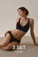 [3 SET] All-Day Fit C/D Bra (Built-In Pads)