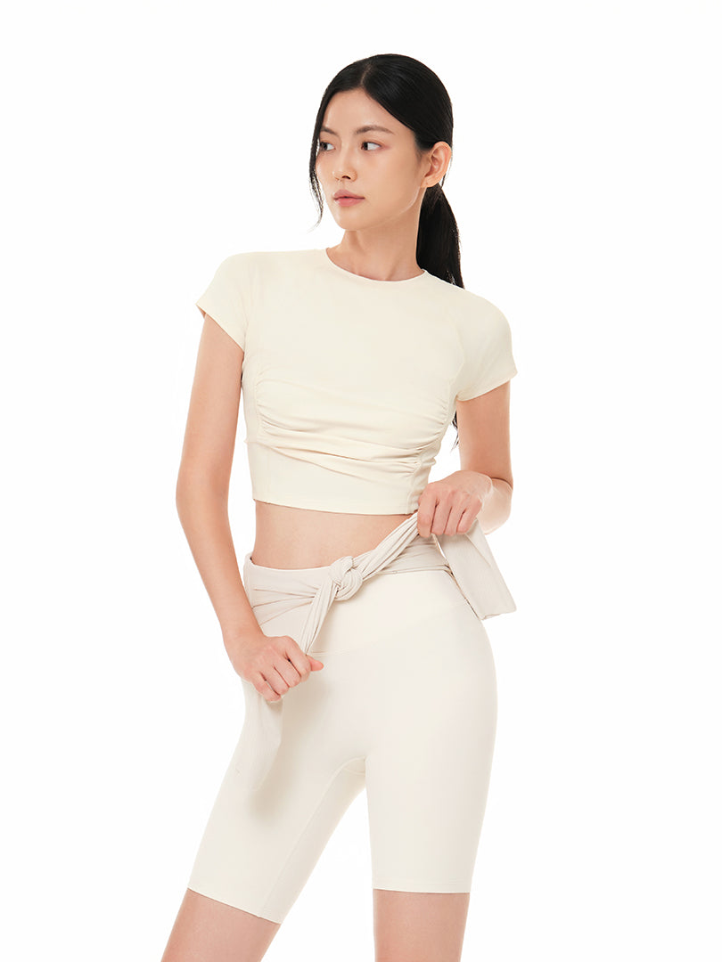 Airtouch Ruched Cropped Short Sleeve