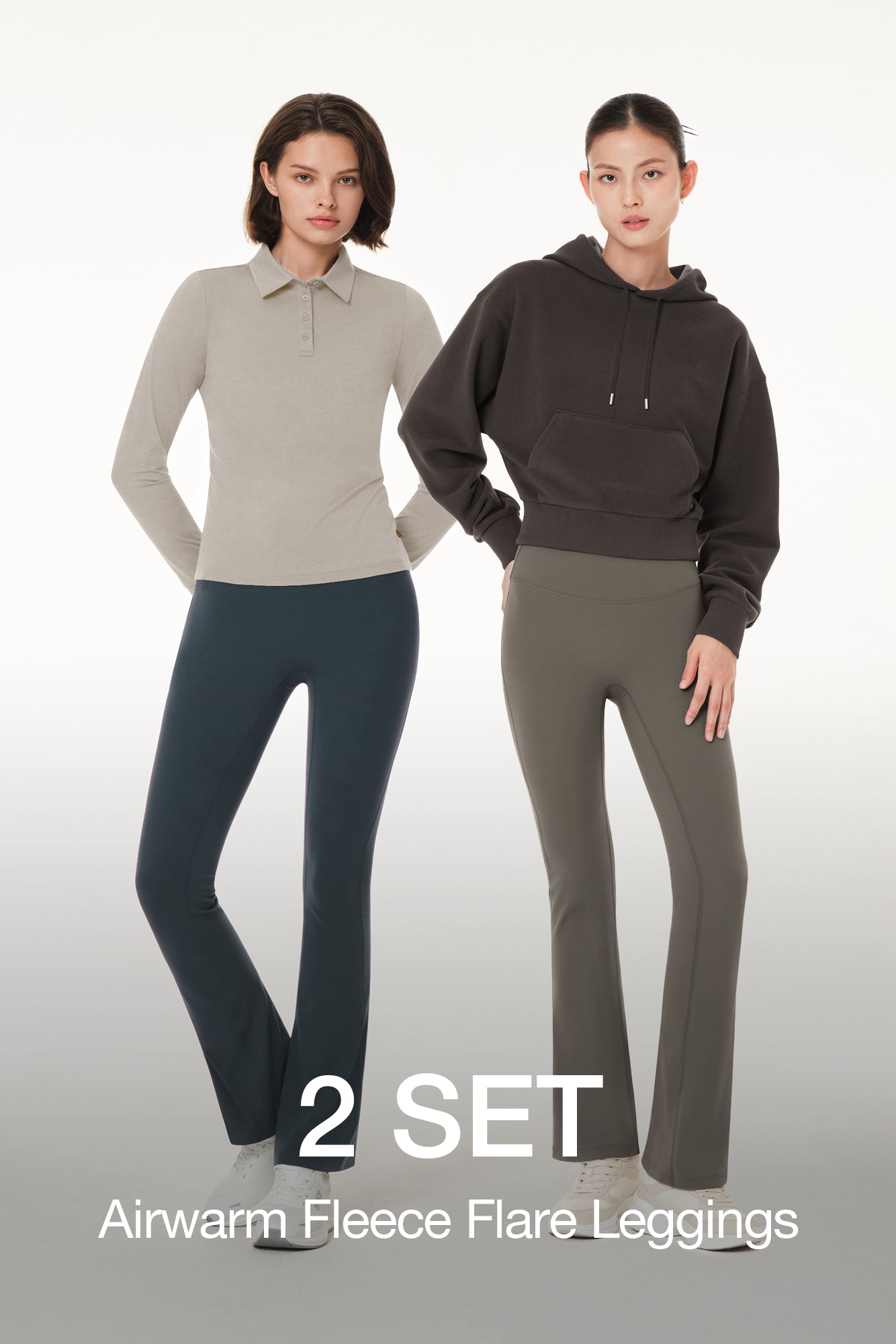 [2 SET] Airwam Fleece Flare Leggings
