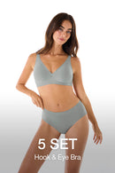[5 SET] All-Day Fit Hook & Eye Bra (Built-In Pads)