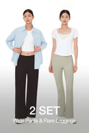 [2 SET] Airywin Wide Pants & Flare Leggings