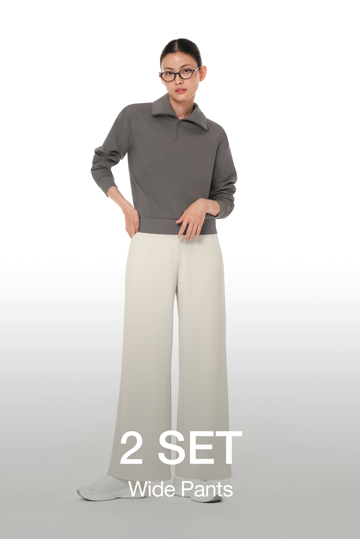 [2 SET] Airwarm Fleece Wide Pants