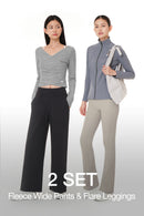 [2 SET] Airwarm Fleece Wide Pants & Flare Leggings