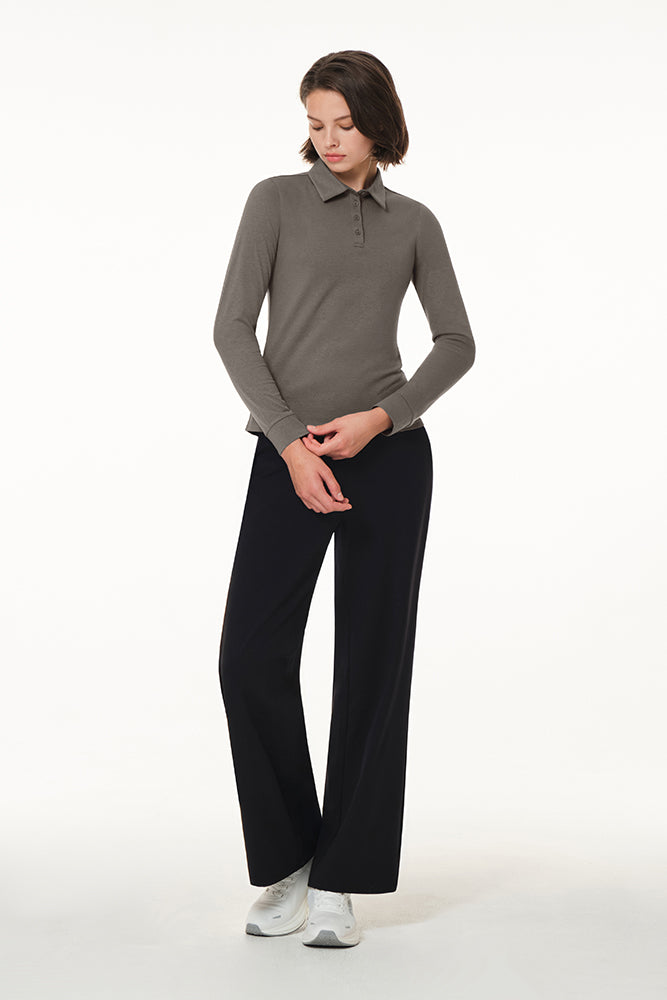 Brushed Airy Fit Slim Fit Long Sleeve Polo Shirt