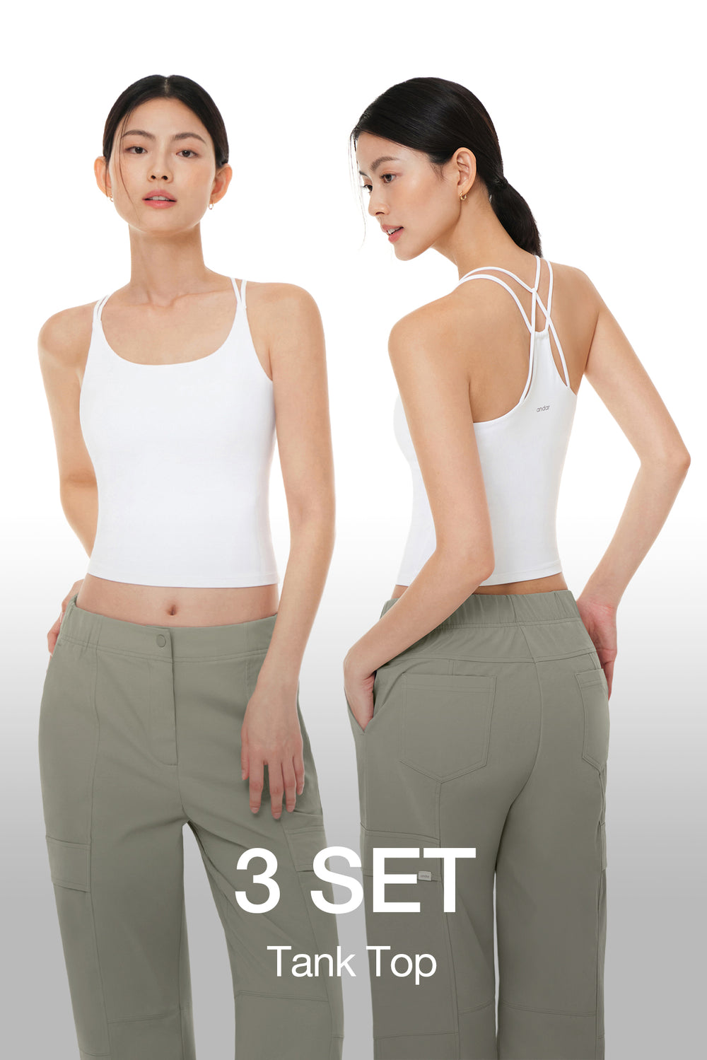 [3 SET] Softension Cross Back Tank Top