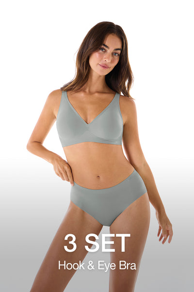 [3 SET]All-Day Fit Hook & Eye Bra (Built-In Pads)