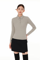 Brushed Airy Fit Slim Fit Long Sleeve Polo Shirt