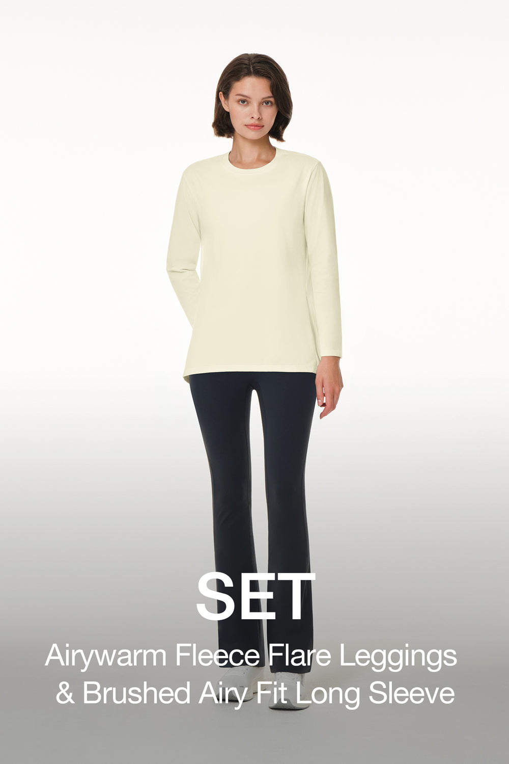 [SET] Airywarm Fleece Flare Leggings & Brushed Airy Fit Long Sleeve