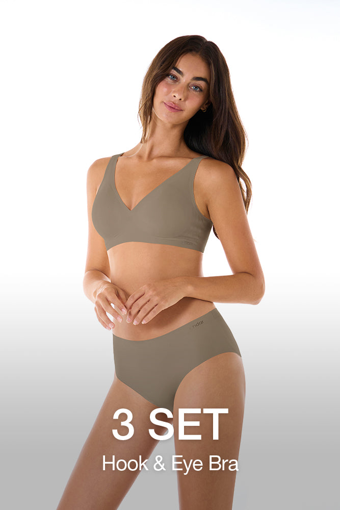 [3 SET]All-Day Fit Hook & Eye Bra (Built-In Pads)