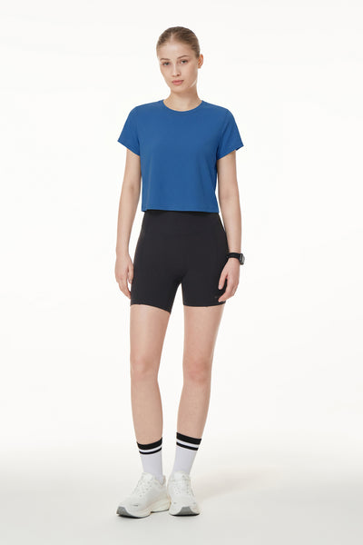 Mesh Stretch Cropped Short Sleeve