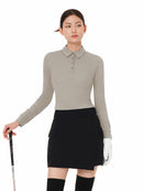 Brushed Airy Fit Slim Fit Long Sleeve Polo Shirt