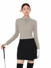 Brushed Airy Fit Slim Fit Long Sleeve Polo Shirt