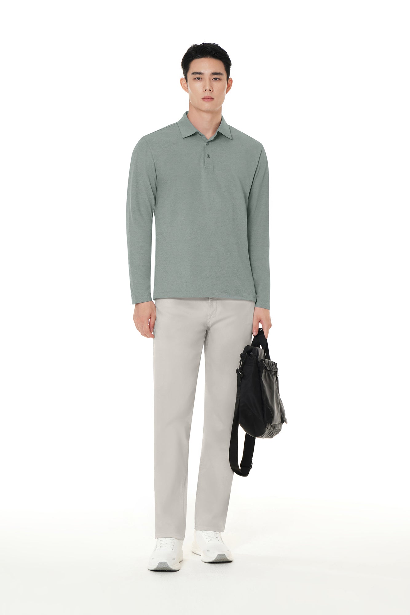 Men's Airy Fit Long Sleeve Polo Shirt