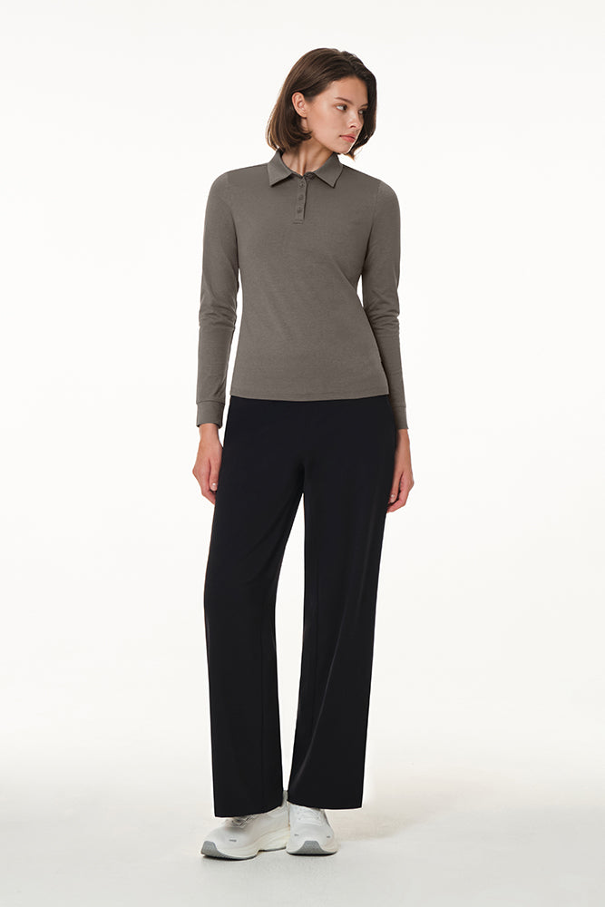 Brushed Airy Fit Slim Fit Long Sleeve Polo Shirt