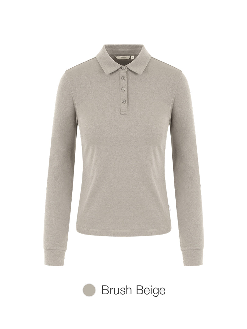Brushed Airy Fit Slim Fit Long Sleeve Polo Shirt