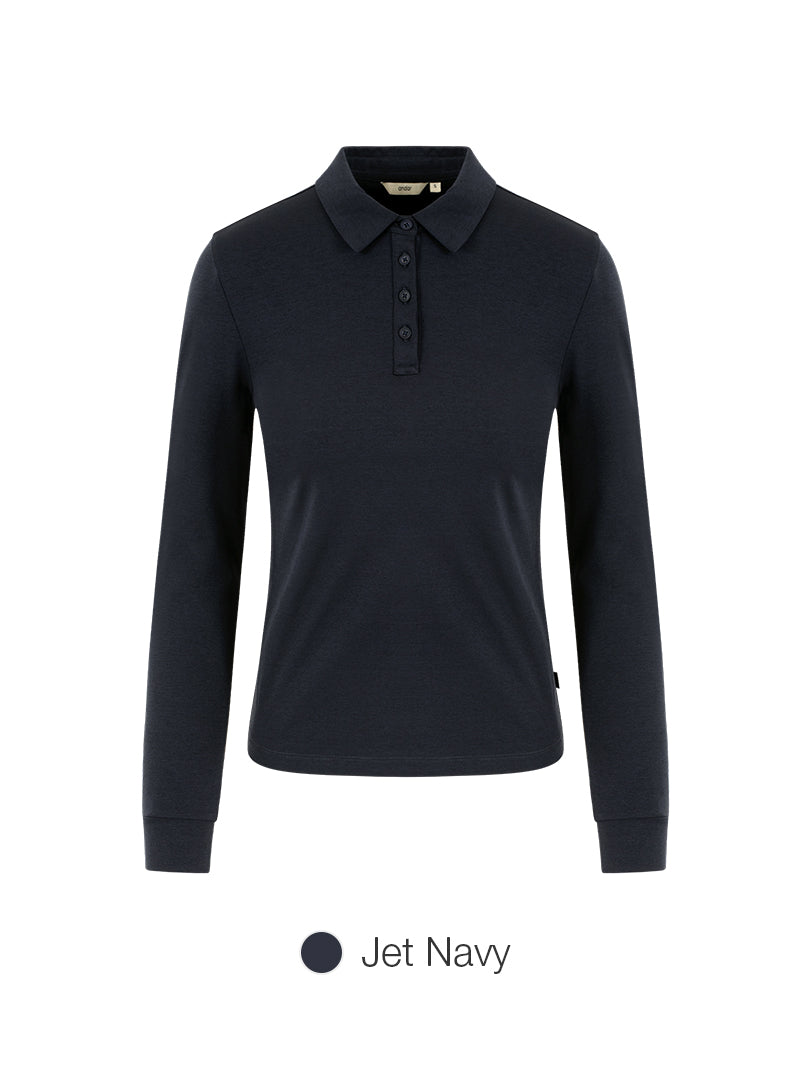Brushed Airy Fit Slim Fit Long Sleeve Polo Shirt