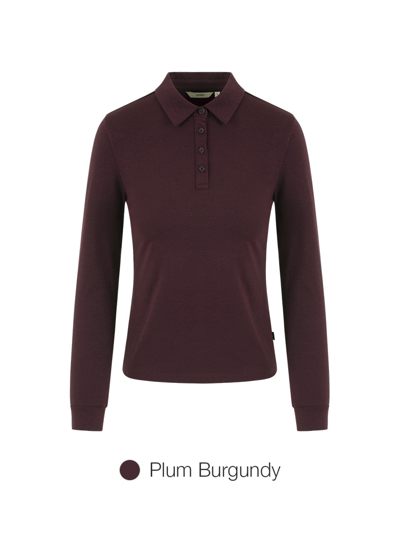 Brushed Airy Fit Slim Fit Long Sleeve Polo Shirt