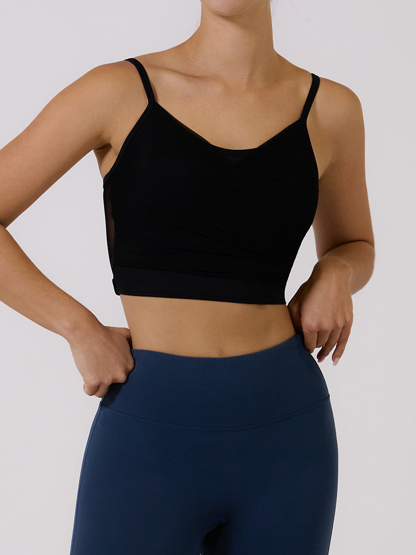 Be-Free Ruched Mesh Longline Bra