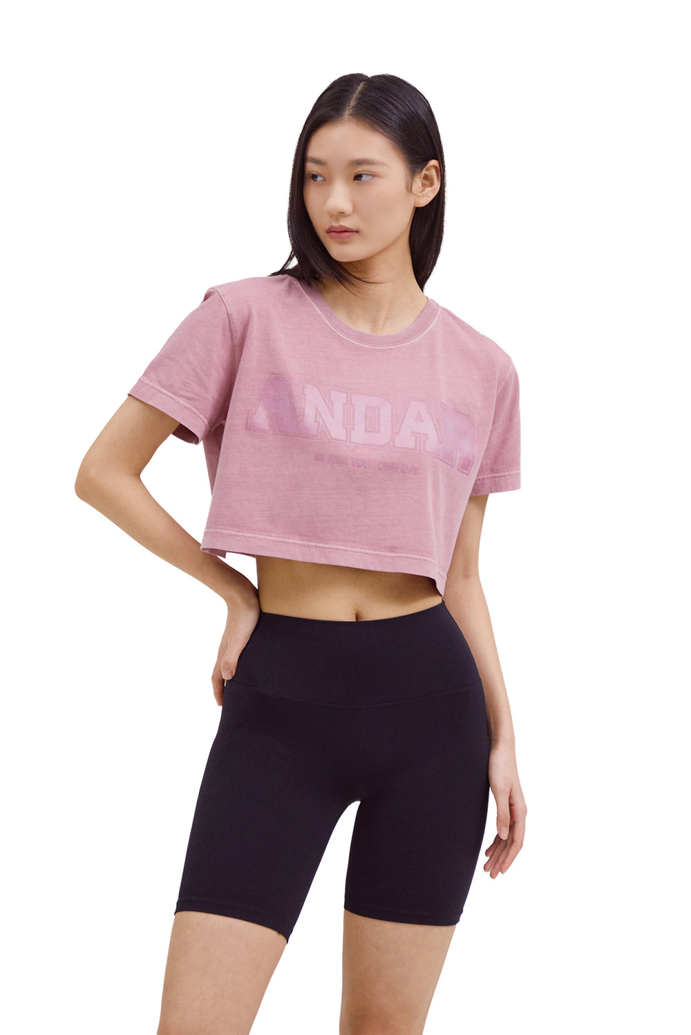 ANDAR Pigment Dyed Cropped Short Sleeve