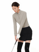 Brushed Airy Fit Slim Fit Long Sleeve Polo Shirt