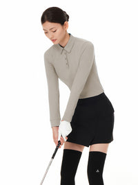 Brushed Airy Fit Slim Fit Long Sleeve Polo Shirt