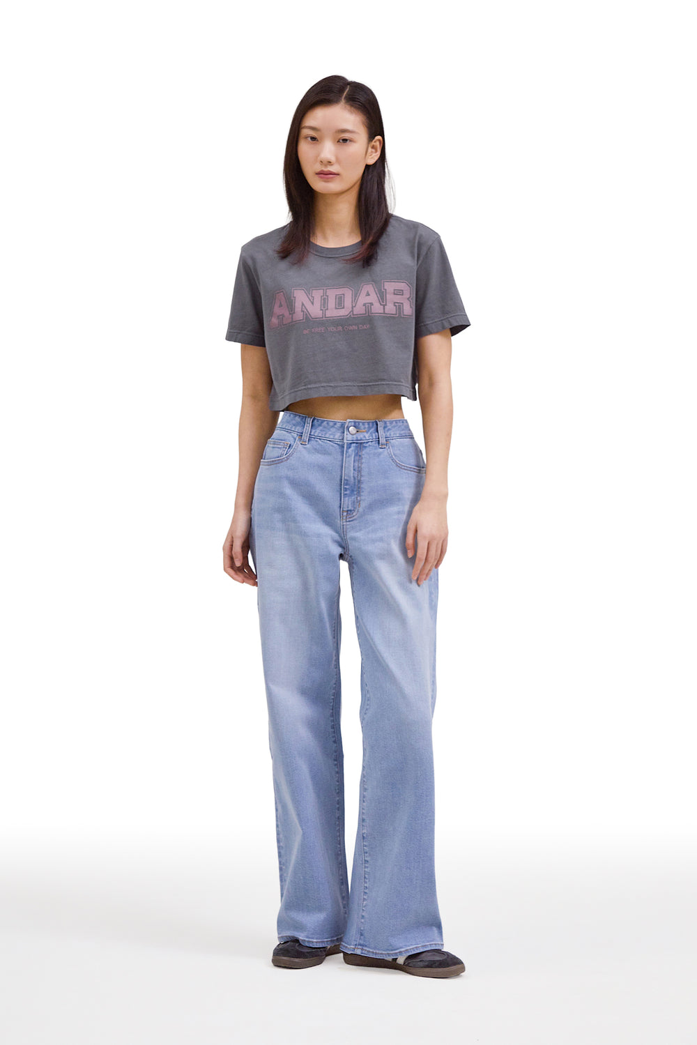 ANDAR Pigment Dyed Cropped Short Sleeve