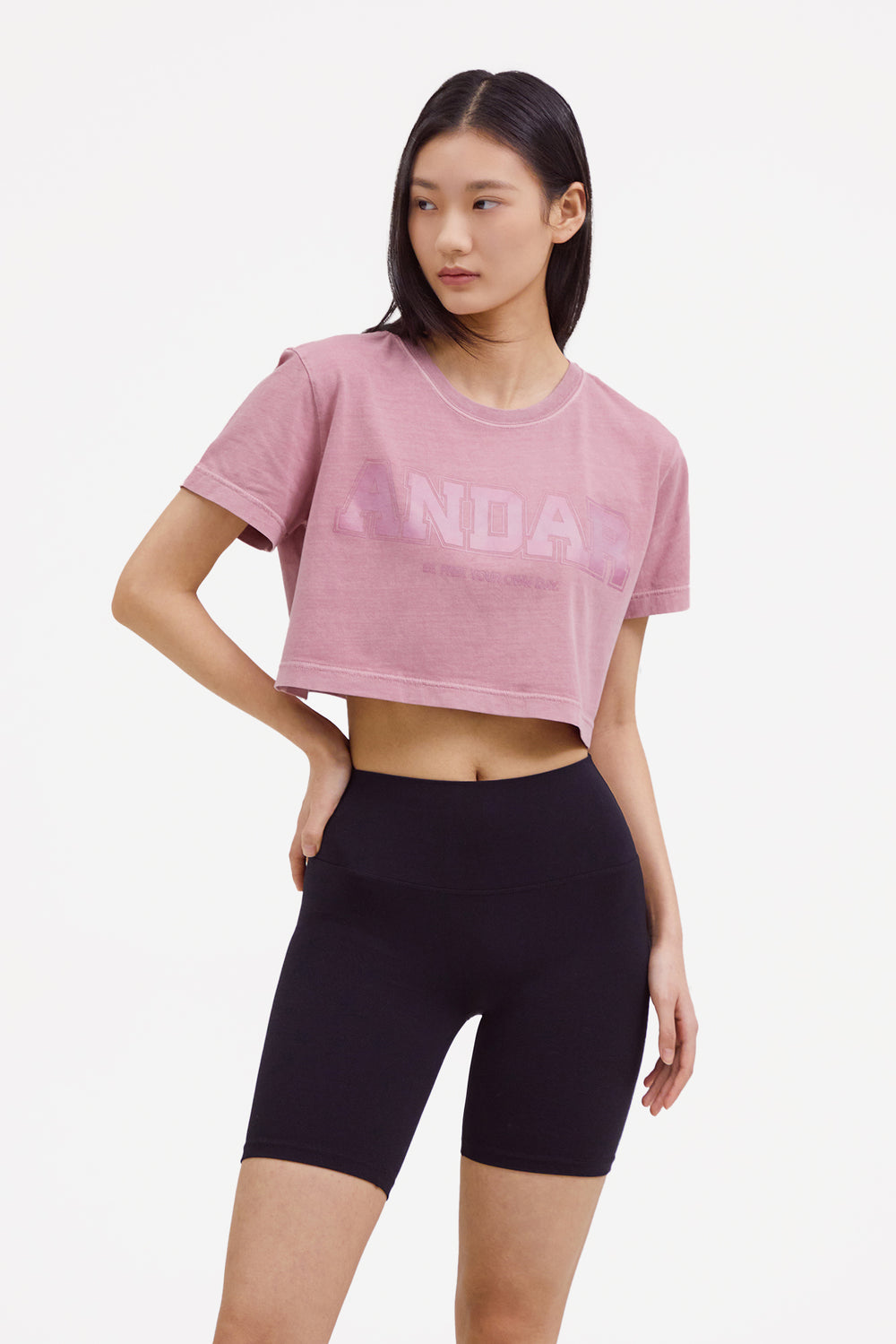 ANDAR Pigment Dyed Cropped Short Sleeve