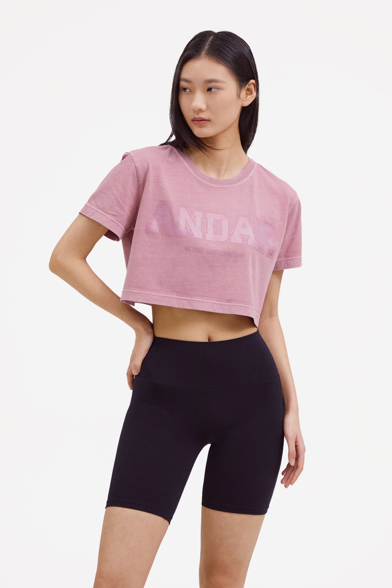 ANDAR Pigment Dyed Cropped Short Sleeve