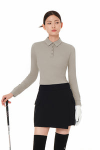 Brushed Airy Fit Slim Fit Long Sleeve Polo Shirt