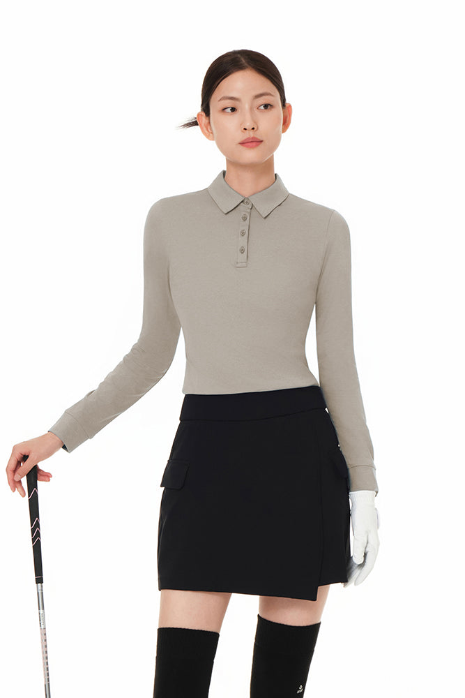 Brushed Airy Fit Slim Fit Long Sleeve Polo Shirt