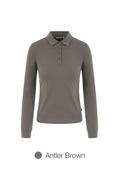Brushed Airy Fit Slim Fit Long Sleeve Polo Shirt