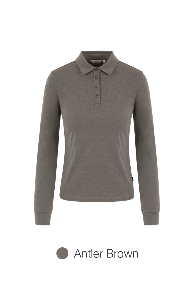 Brushed Airy Fit Slim Fit Long Sleeve Polo Shirt