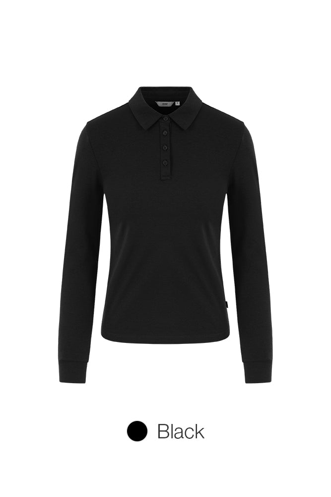 [2 SET] Brushed Airy Fit Slim Fit Long Sleeve Polo Shirt