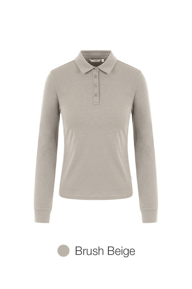 Brushed Airy Fit Slim Fit Long Sleeve Polo Shirt