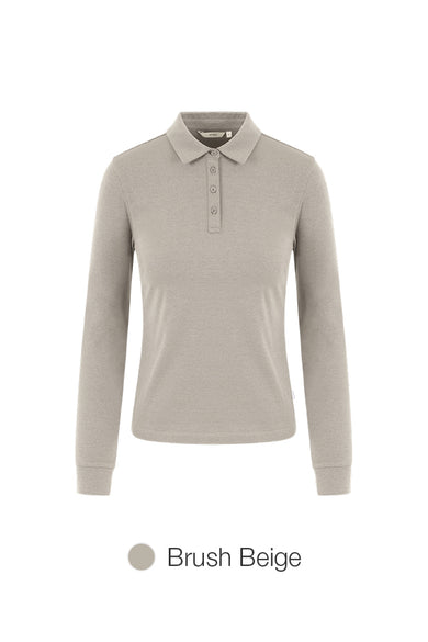 Brushed Airy Fit Slim Fit Long Sleeve Polo Shirt