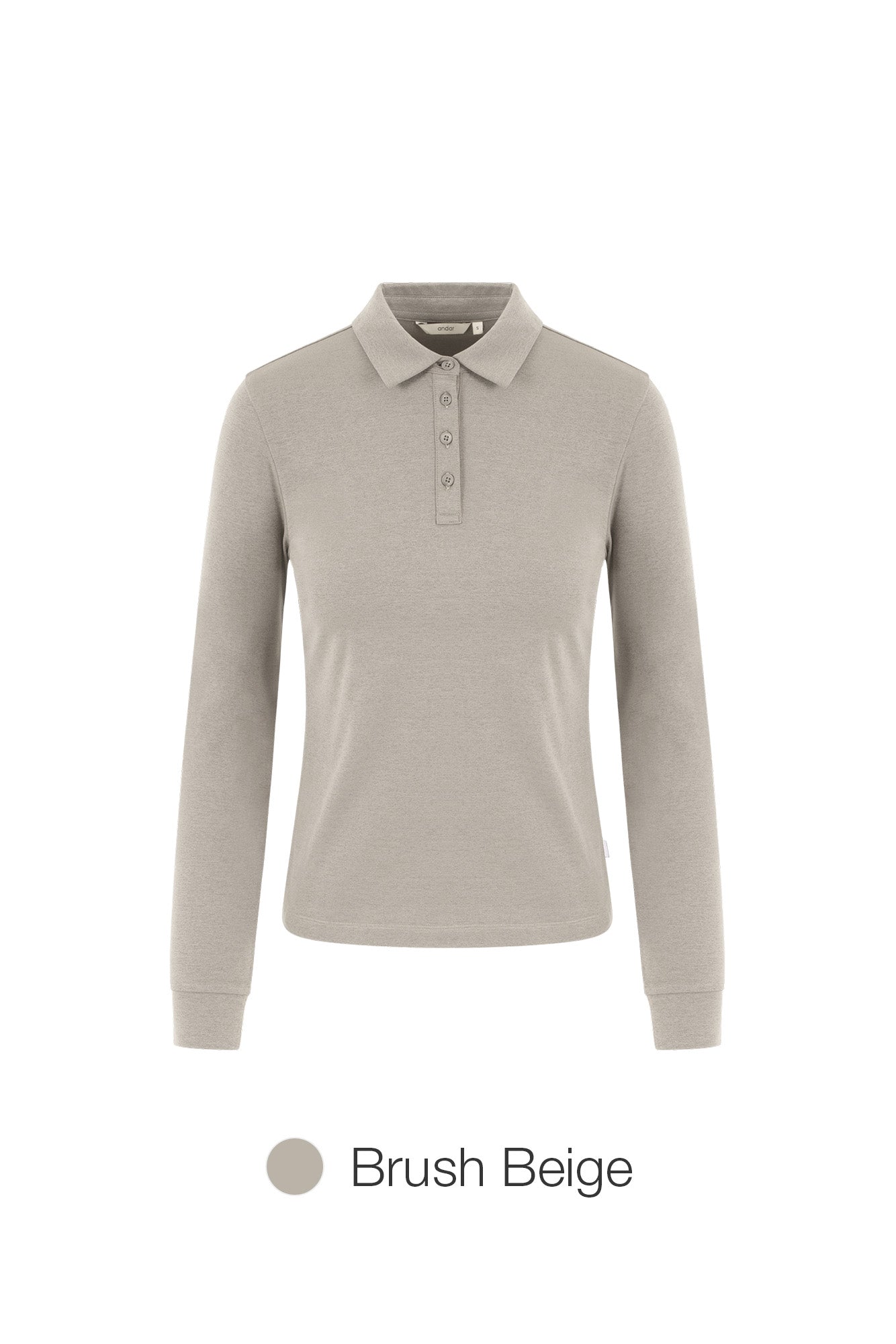 Brushed Airy Fit Slim Fit Long Sleeve Polo Shirt