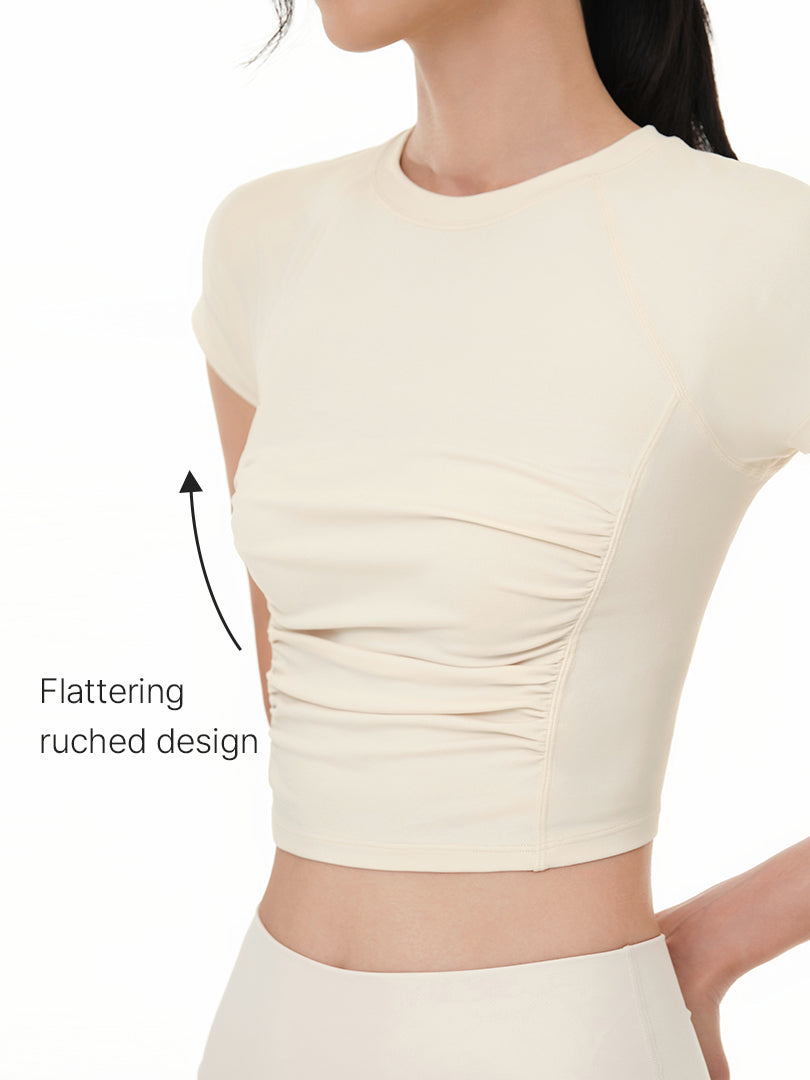 Airtouch Ruched Cropped Short Sleeve