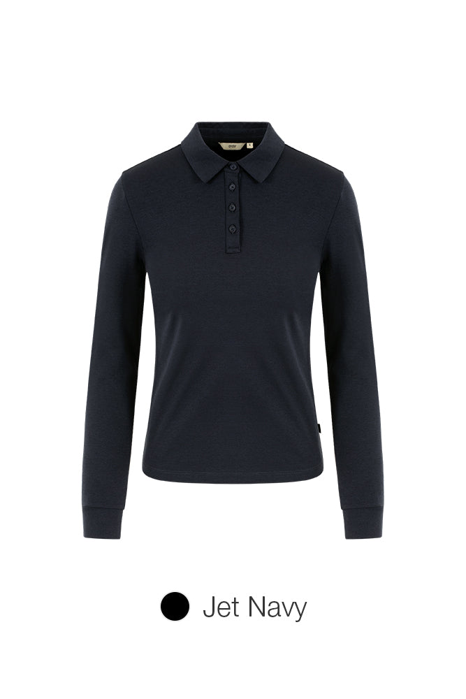 Brushed Airy Fit Slim Fit Long Sleeve Polo Shirt