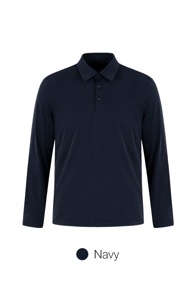 Men's Airy Fit Long Sleeve Polo Shirt