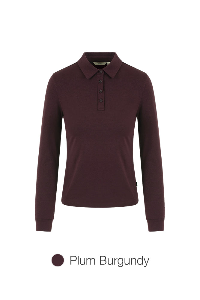 Brushed Airy Fit Slim Fit Long Sleeve Polo Shirt
